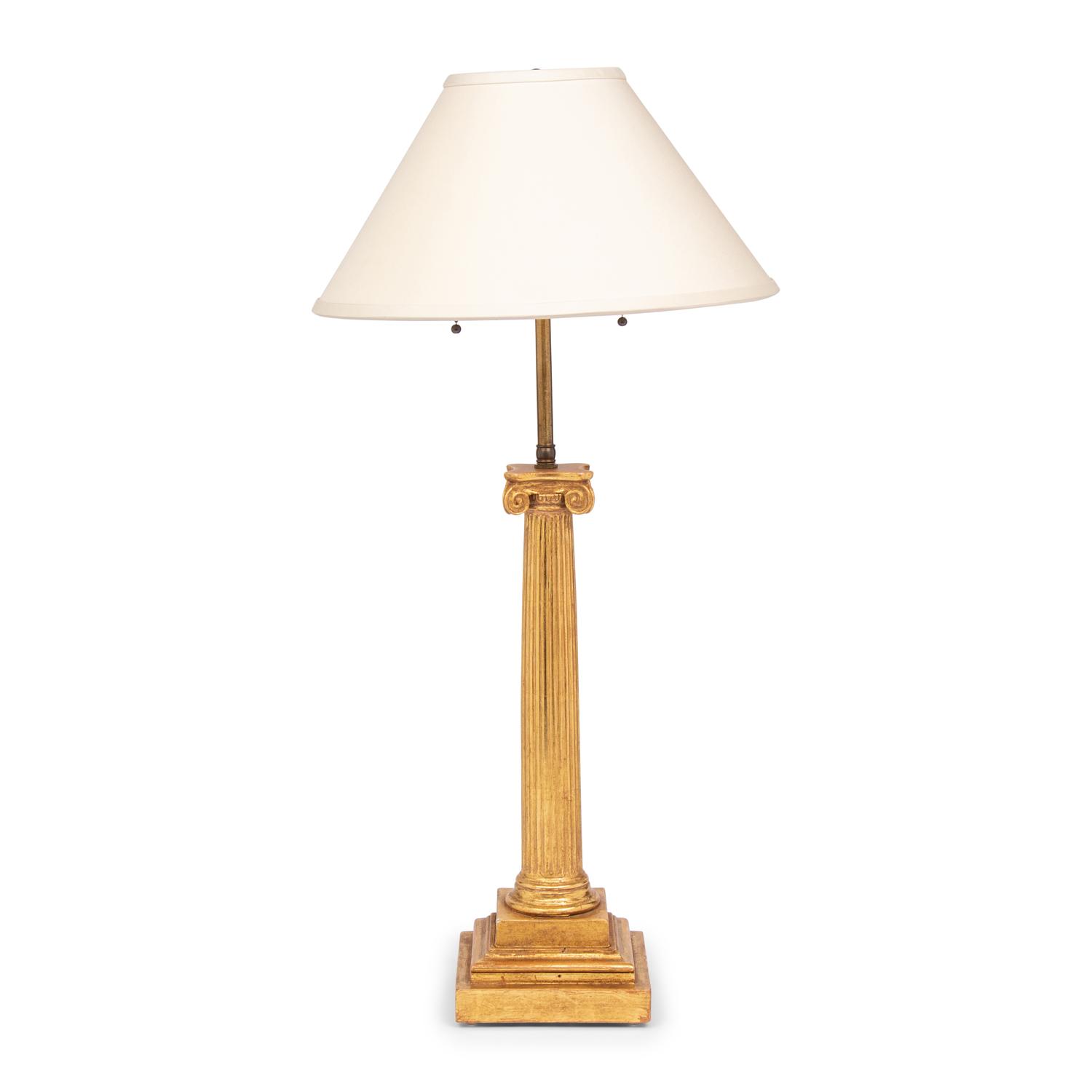 A Giltwood Column-Form Table Lamp