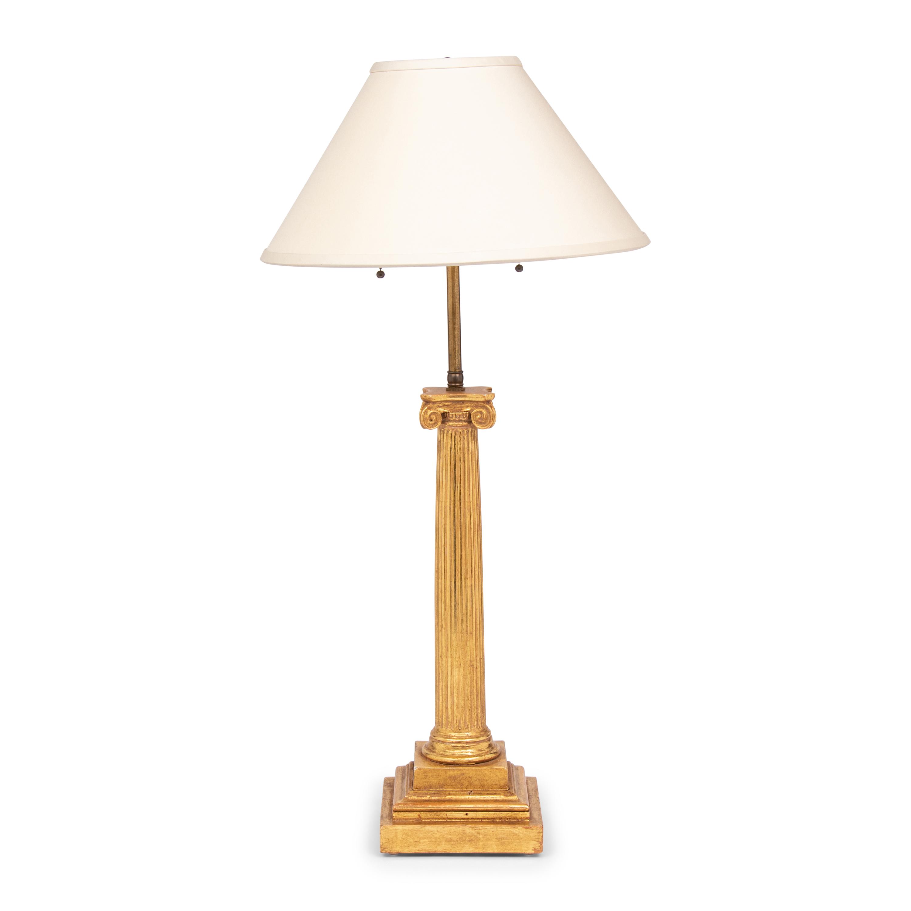 A Giltwood Column-Form Table Lamp