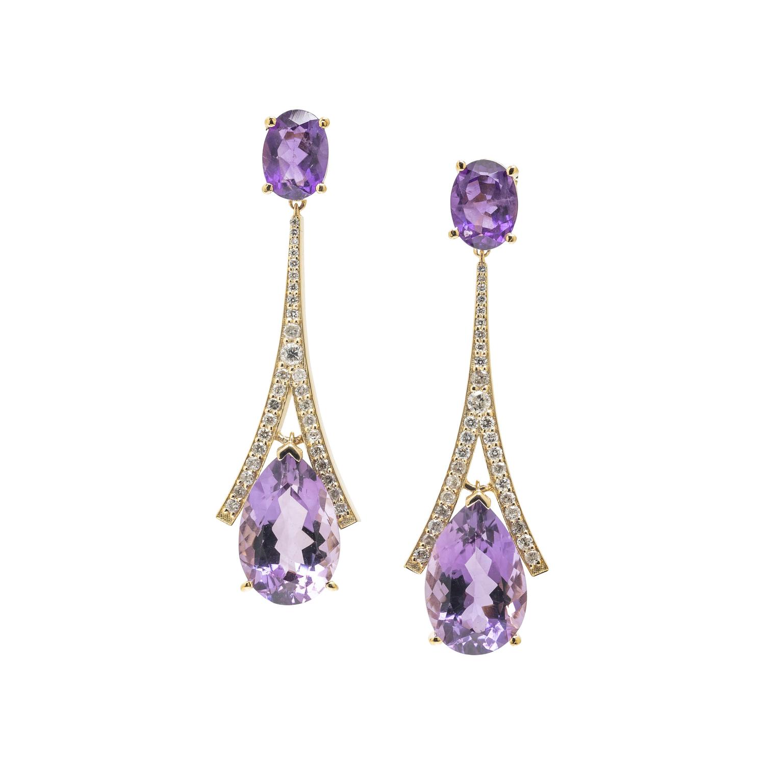 AMETHYST AND DIAMOND EARRINGS