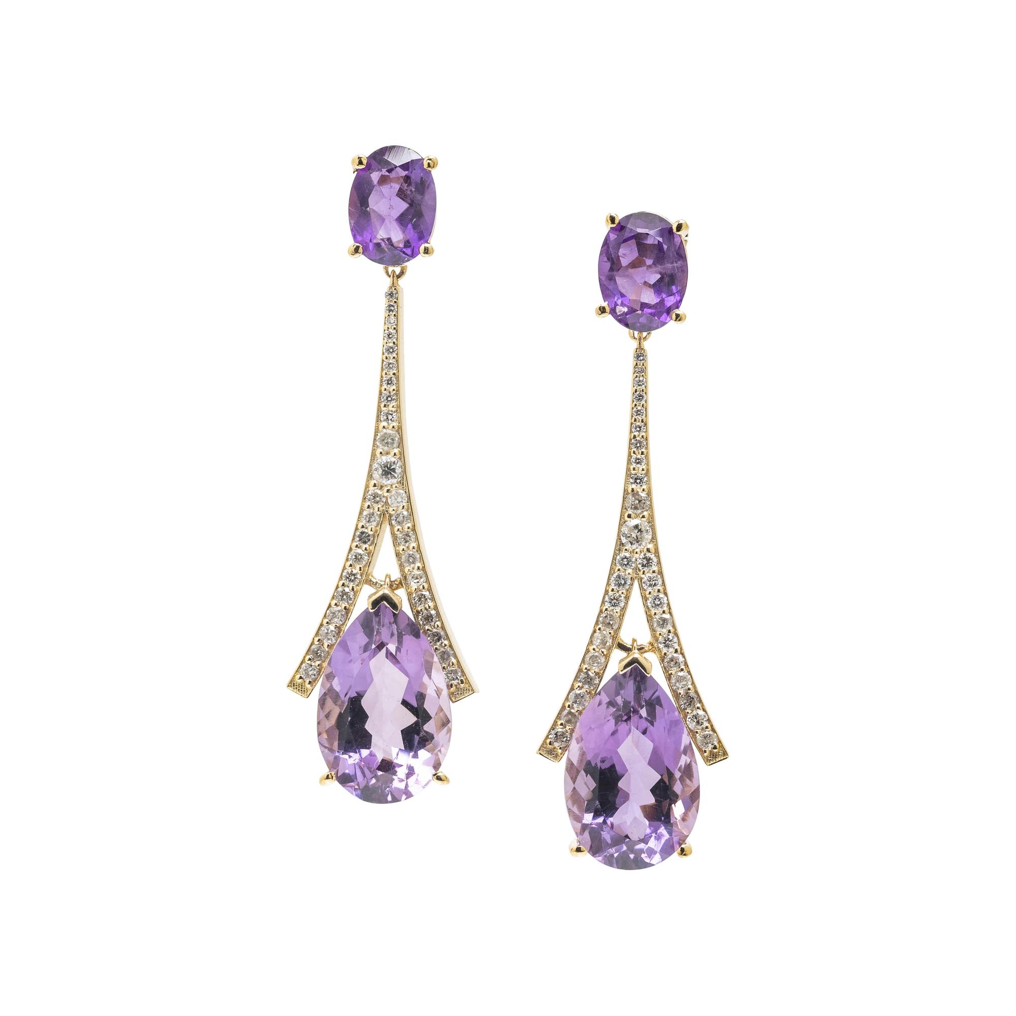 AMETHYST AND DIAMOND EARRINGS
