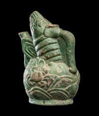 A Chinese Green Glazed Pottery Dragon-Carp-Form Water Dropper