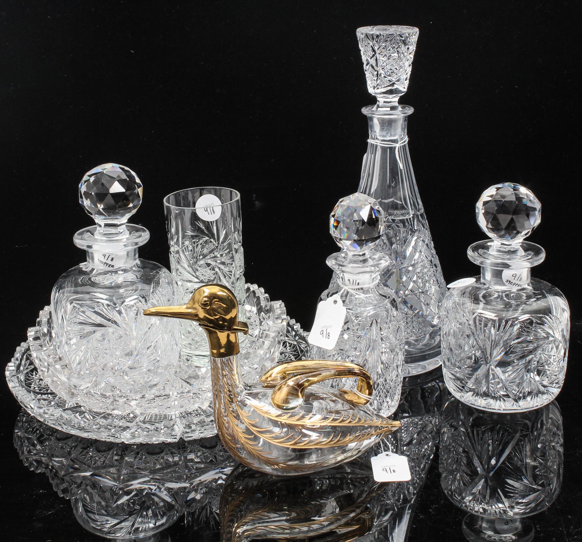 A Group of Eight Cut Glass Articles Height of tallest 12 1/4 inches.