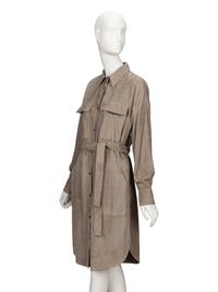 Brunello Cucinelli, Grey Suede Shirtdress