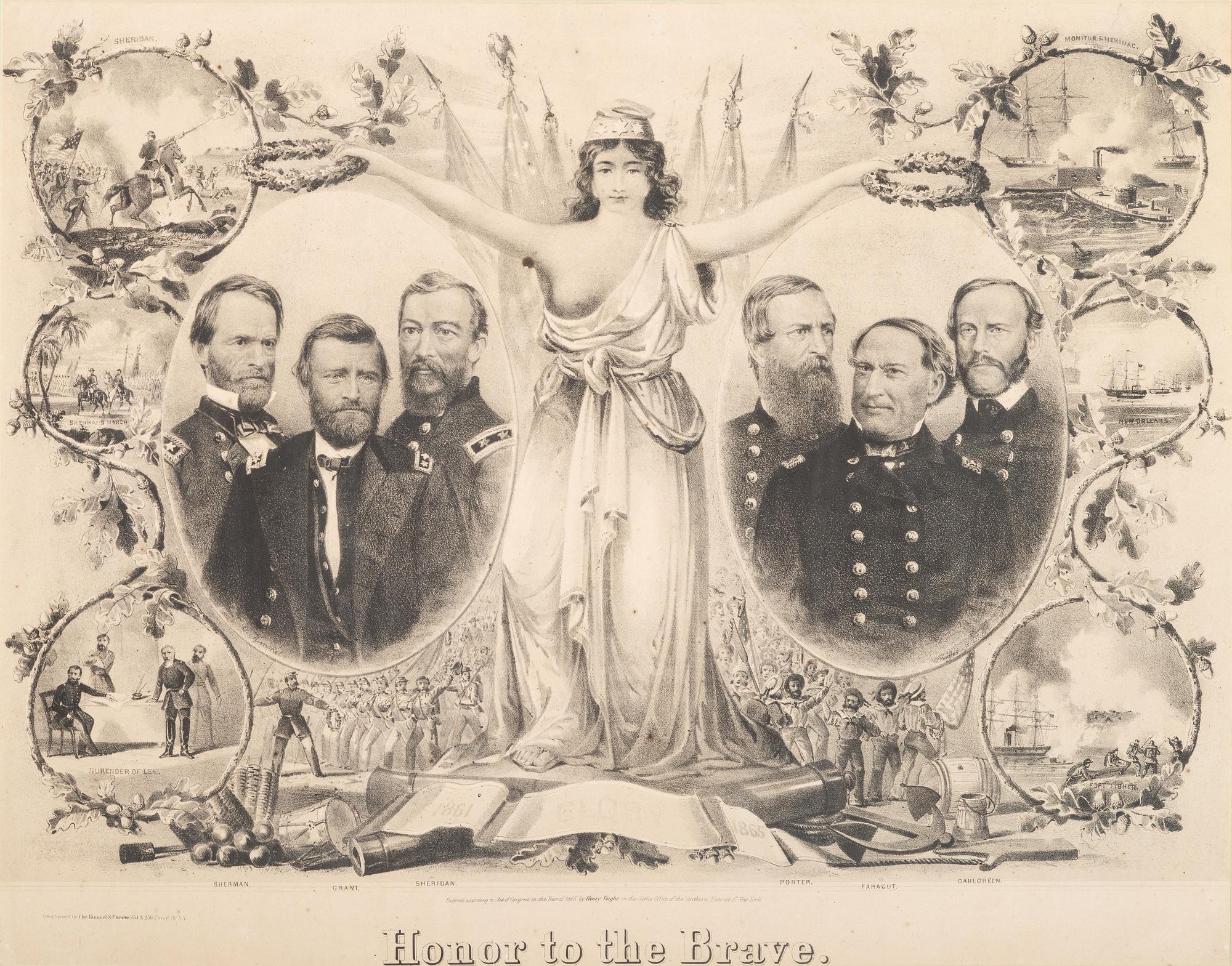 [CIVIL WAR]. VOIGHT, Henry, artist. Chr. KIMMEL & FORSTER, lithographers. Honor to the Brave.