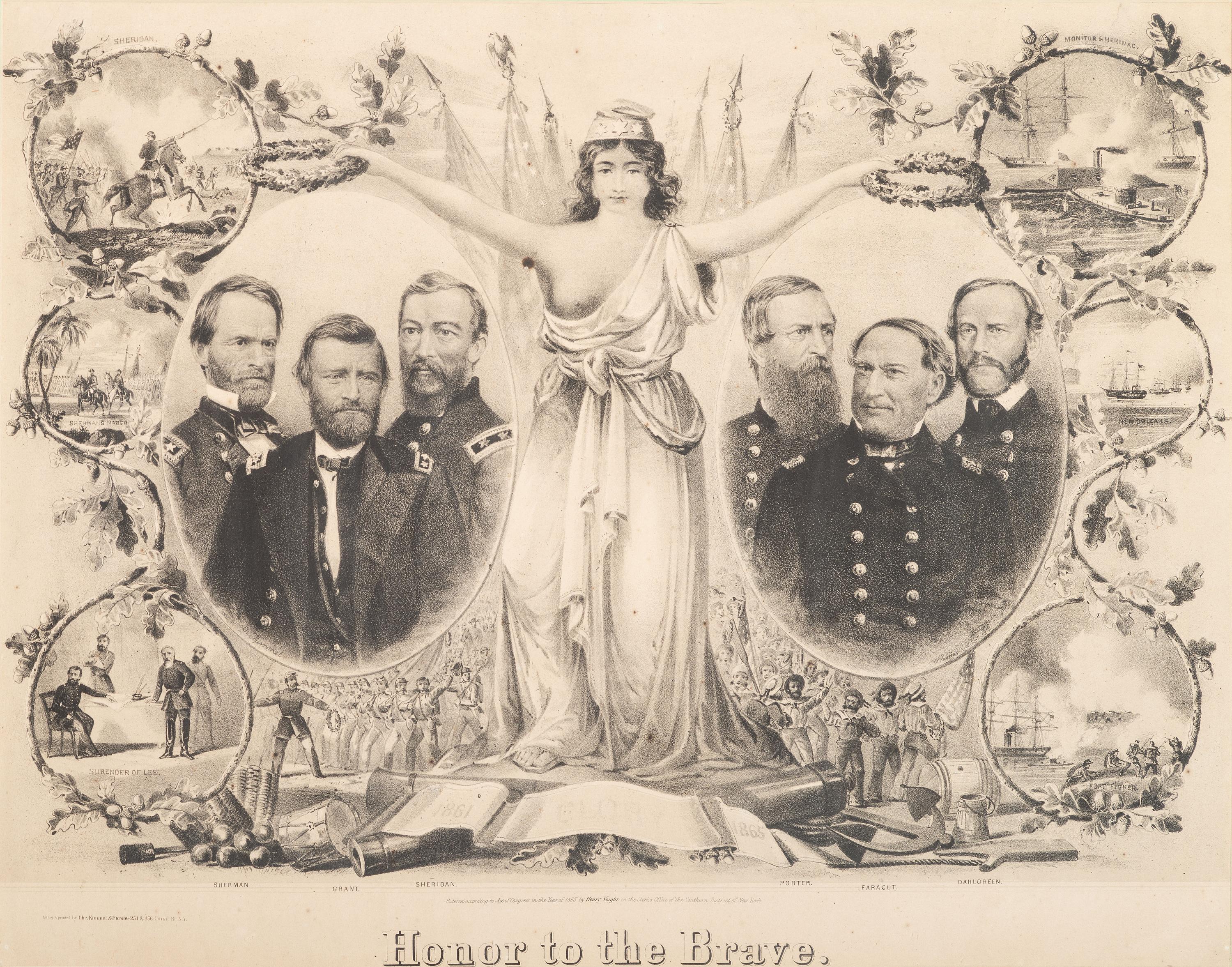 [CIVIL WAR]. VOIGHT, Henry, artist. Chr. KIMMEL & FORSTER, lithographers. Honor to the Brave.