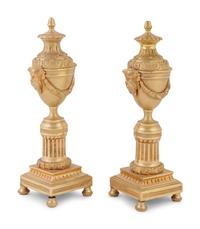A Pair of English Gilt Bronze Cassolettes in the Style of Matthew Boulton