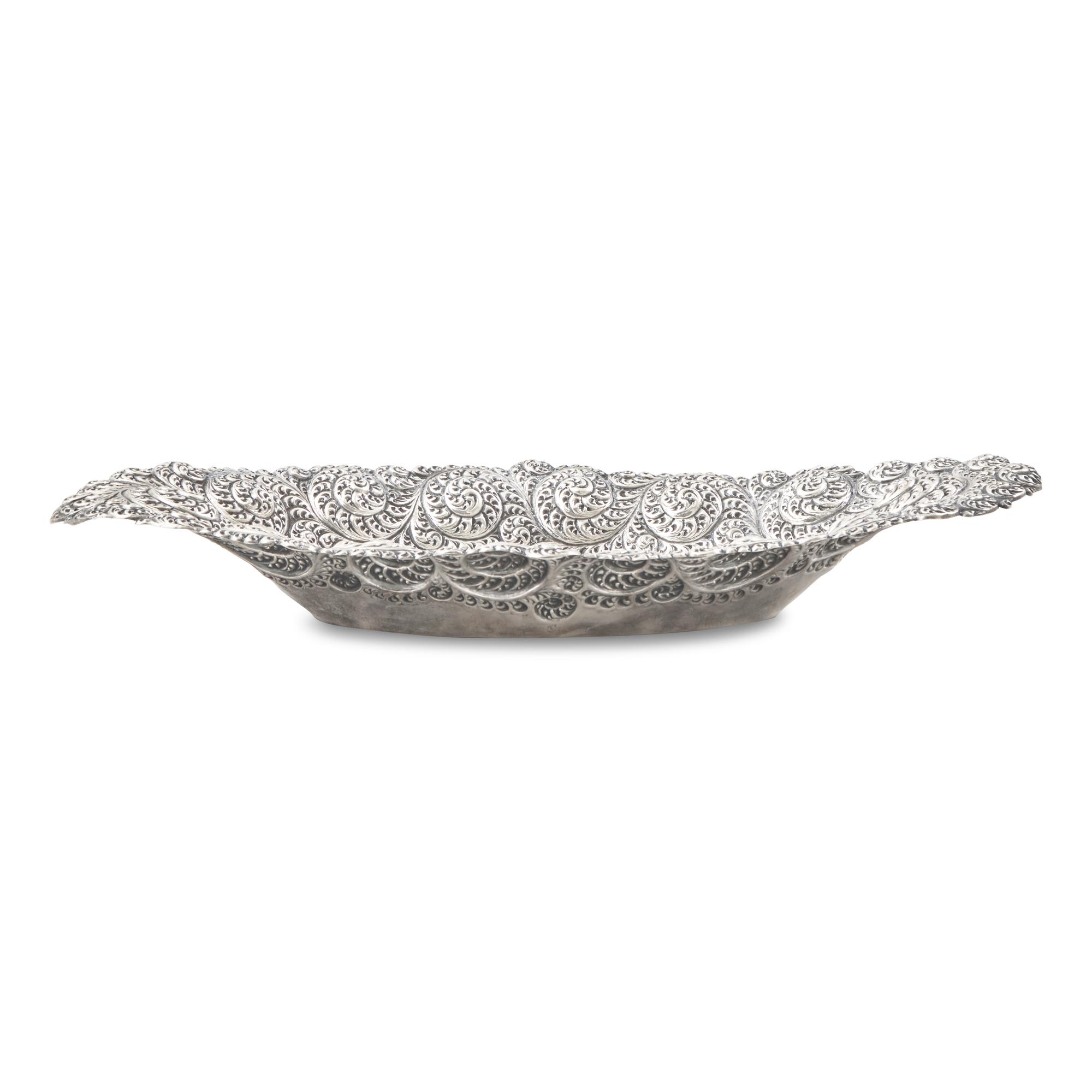 An American Aesthetic Movement Silver Repousse Bread Dish