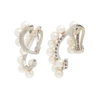 Cultured Pearl, Diamond, and White Gold Earrings