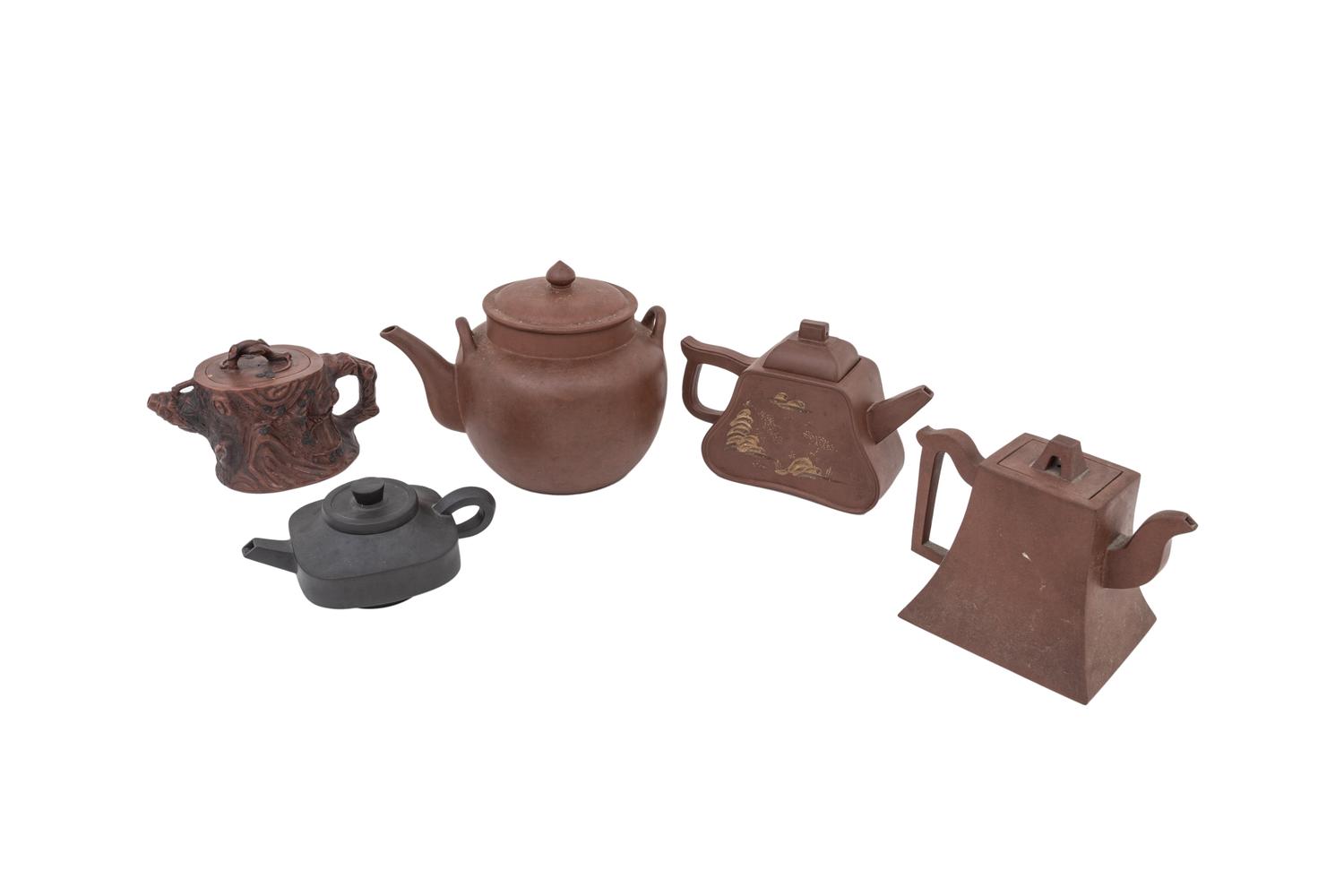 Five Chinese Yixing Zisha Pottery Teapots