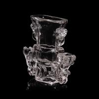 A Chinese Rock Crystal Vase Flanked by Flowers, early 20th Century 晚清-民國 水晶靈芝芙蓉花樽