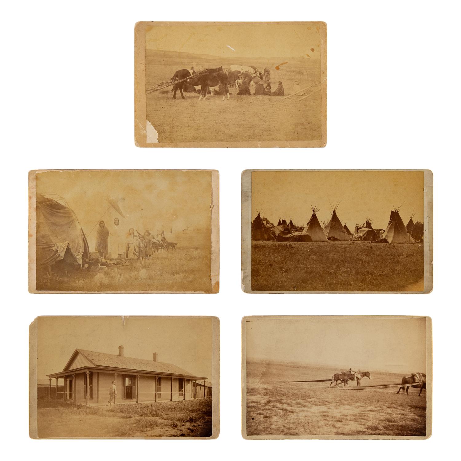 [Native Americana]. A group of 5 cabinet cards taken at Fort Custer and Standing Rock by Goff and Barry.