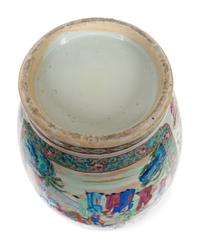 A Large Rose Medallion Porcelain Vase with Gilt Handles