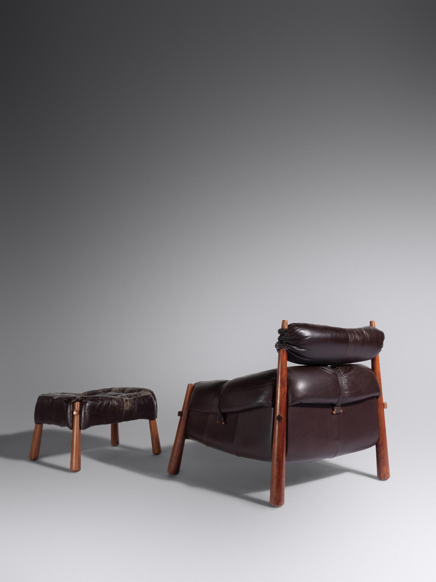 Pair of Lounge Chairs with Ottoman