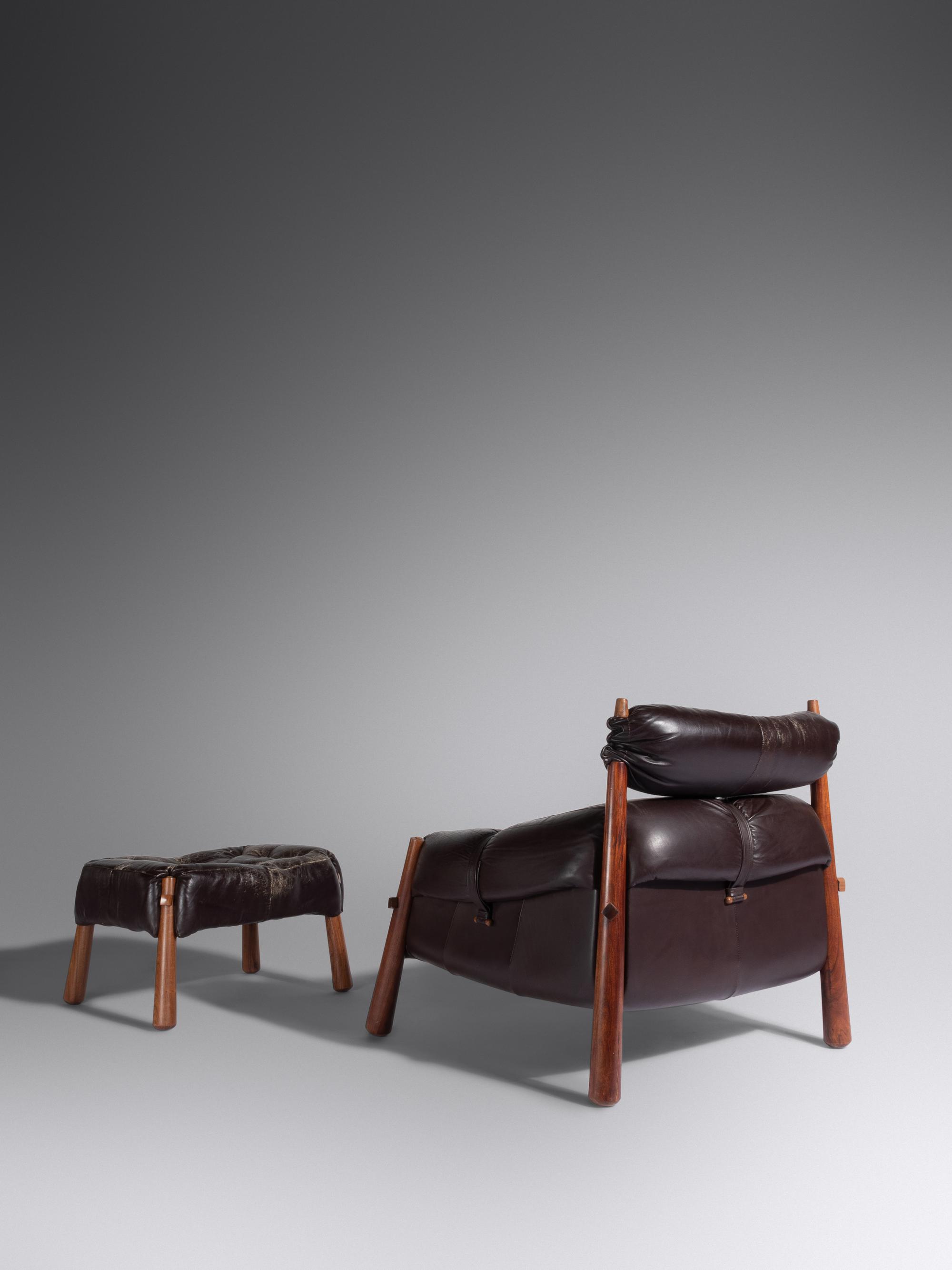 Pair of Lounge Chairs with Ottoman