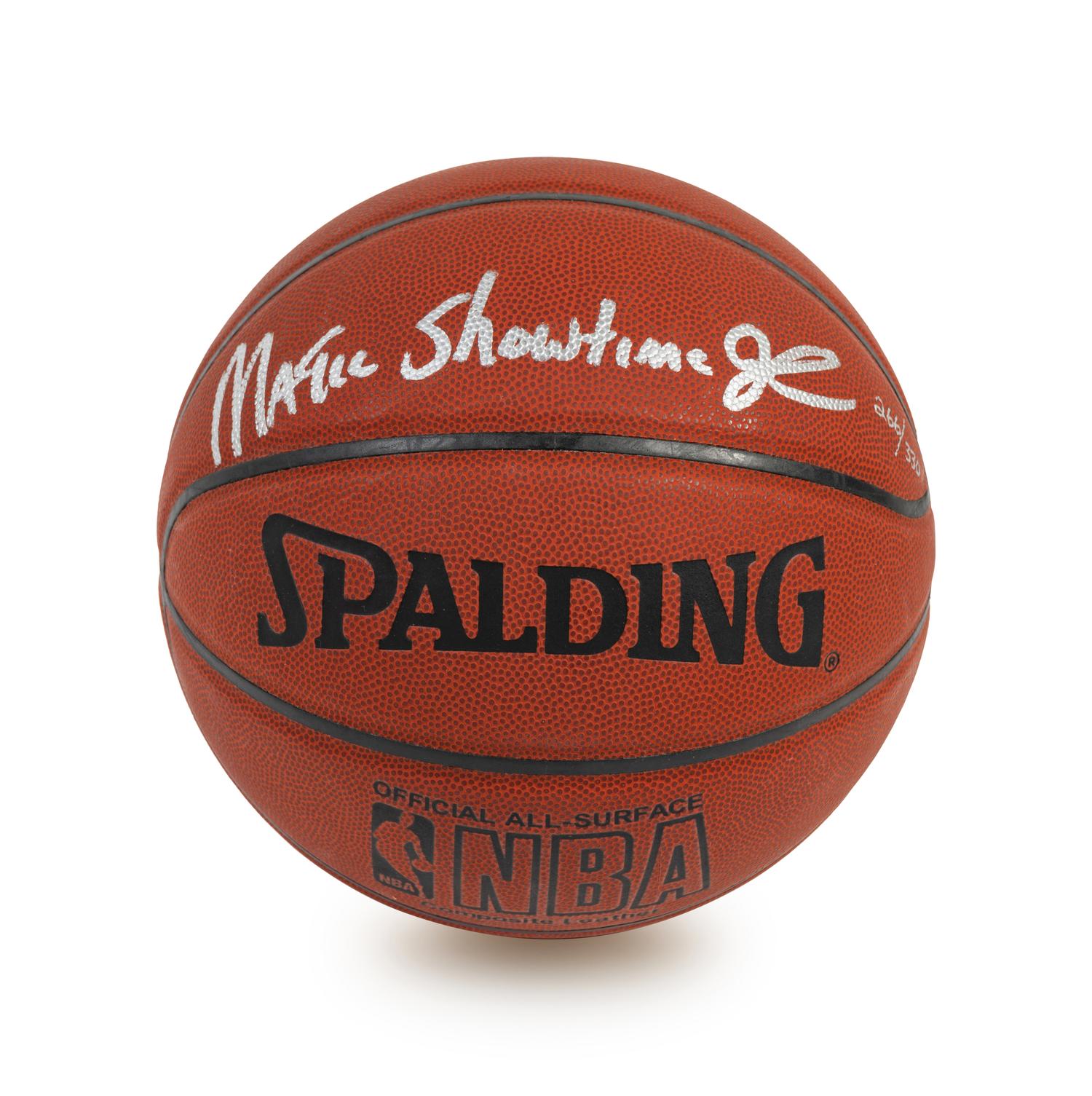 A Group of Basketball Hall of Fame Signed Autograph Items Including an Uncommon Magic Showtime Johnson Inscribed Ball,