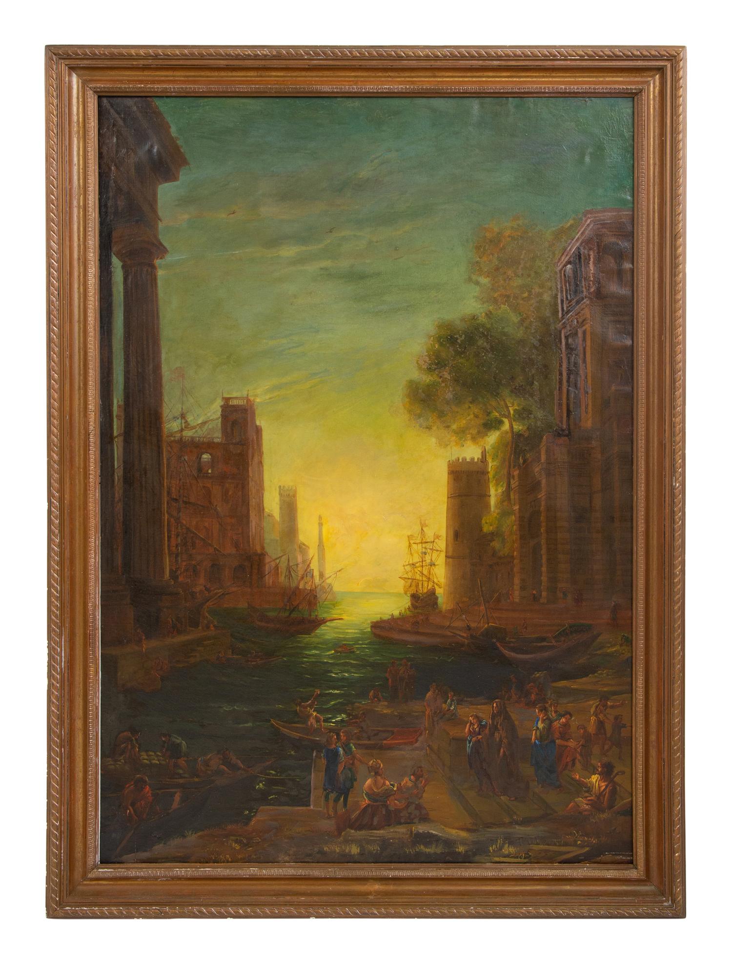 Sailing Ships in Harbor by Castle Keep