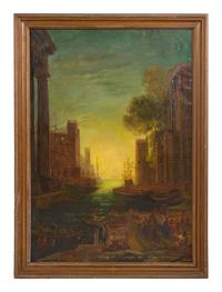 Sailing Ships in Harbor by Castle Keep