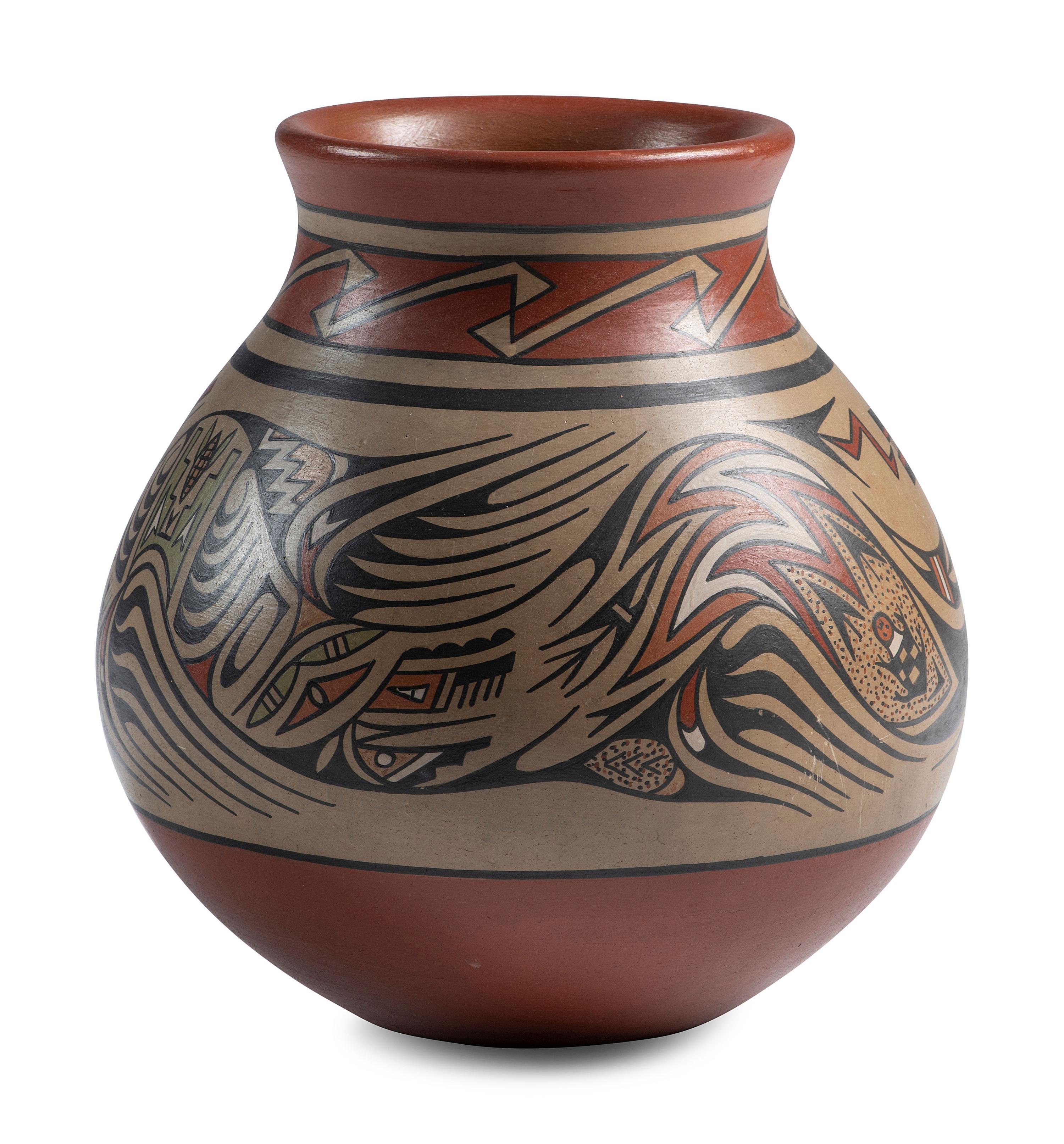 Polychrome Pottery Jar, with Avanyu