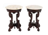 Two Victorian Style Marble and Mahogany Side Tables Height 2 3/8 x width 1 3/4 x depth 1 1/2 inches. — Nic Nichols, 1985