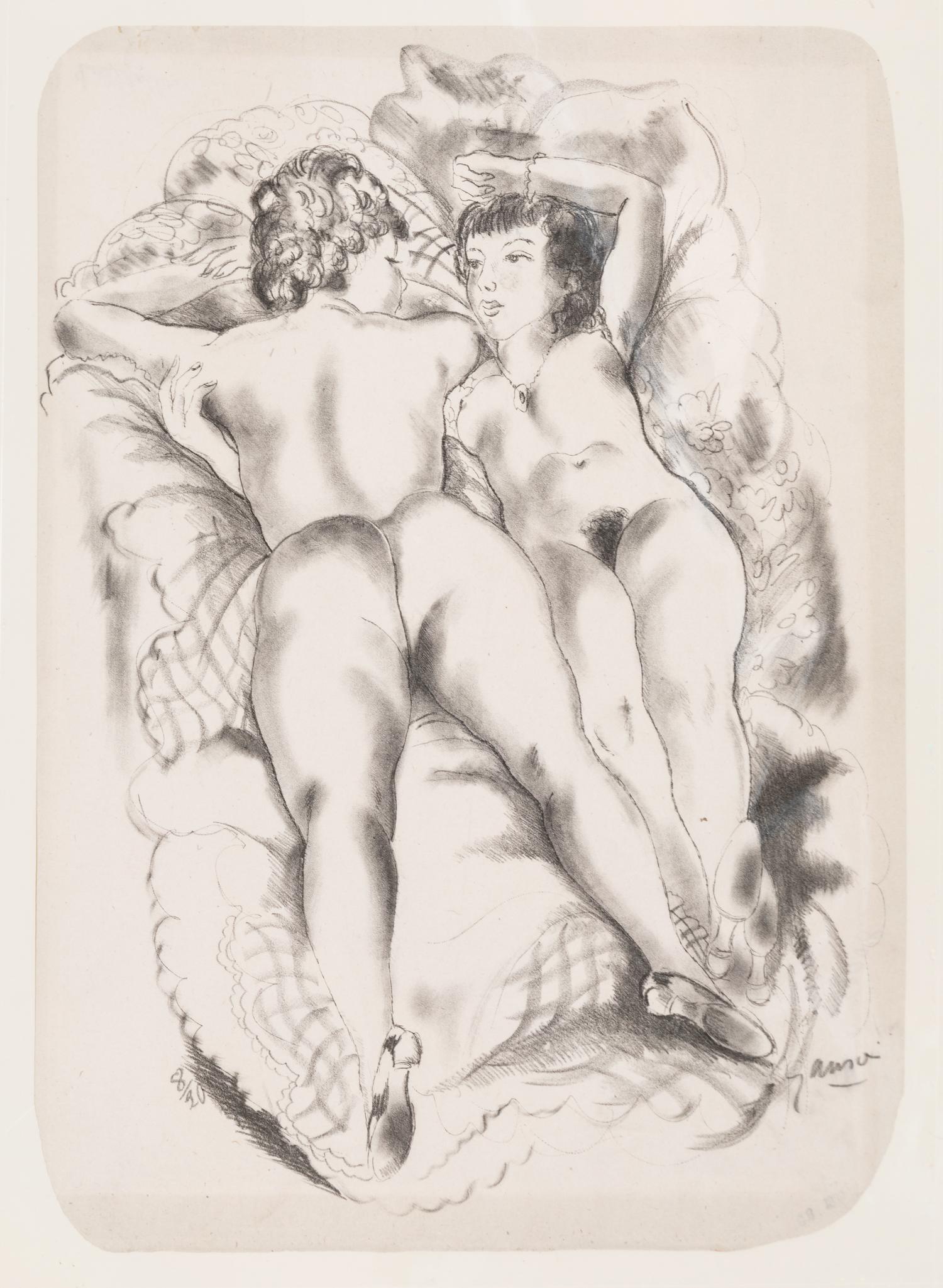 Emil Ganso, (German-American, 1895-1941), A group of three works: Sisters, Female Nude Before a Mirror, and The Bathers