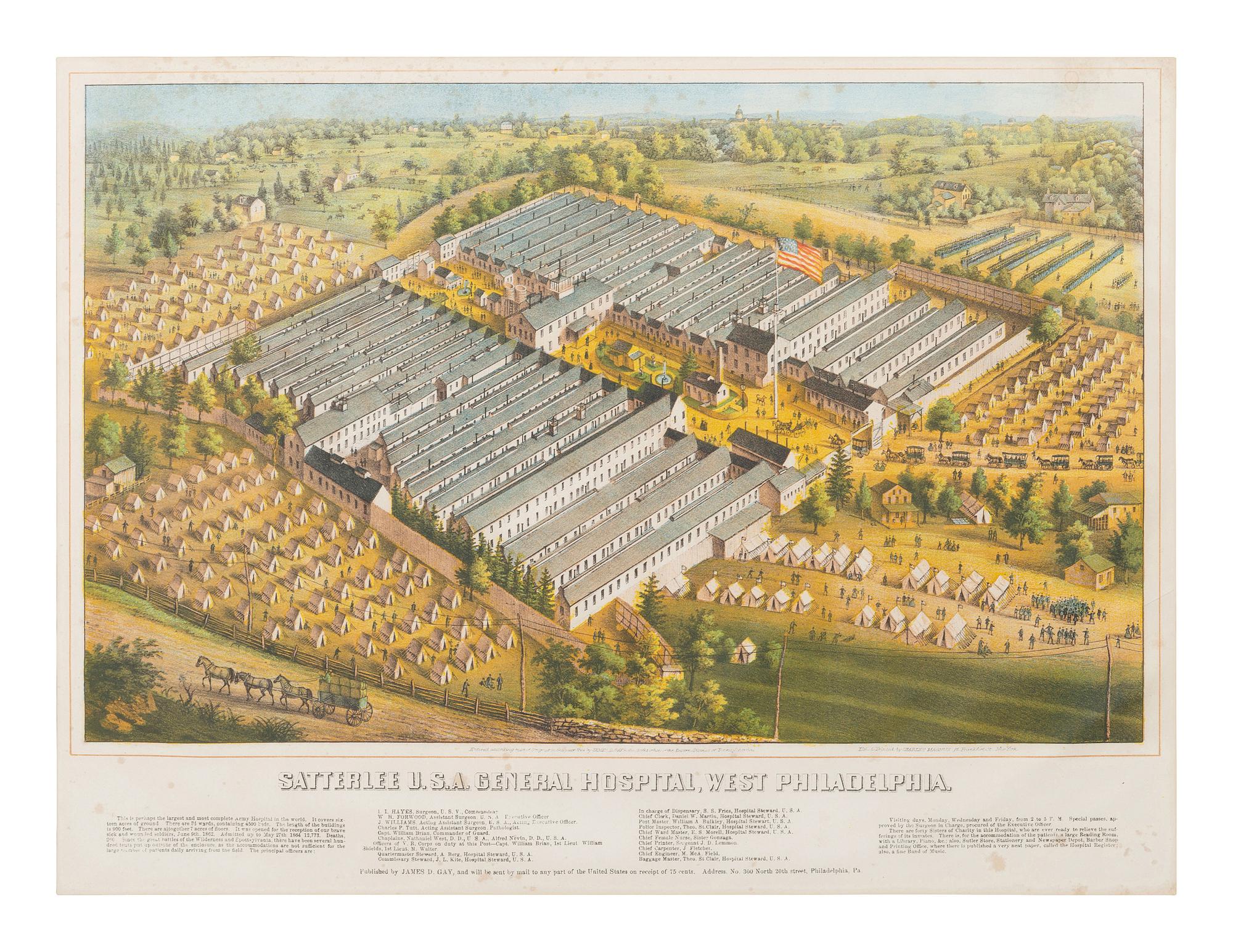 [CIVIL WAR]. MAGNUS, Charles, artist. Satterlee USA General Hospital, West Philadelphia . Philadelphia, 1864.