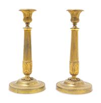 A Pair of Empire Style Gilt Bronze Candlesticks