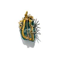BICOLOR GOLD AND MULTIGEM PENDANT BROOCH