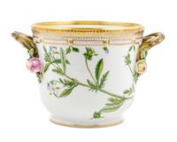 A Royal Copenhagen Flora Danica Cache Pot Height 6 3/8 inches.