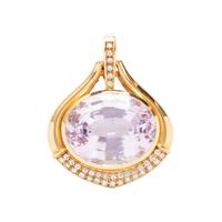 YELLOW GOLD, KUNZITE AND DIAMOND PENDANT