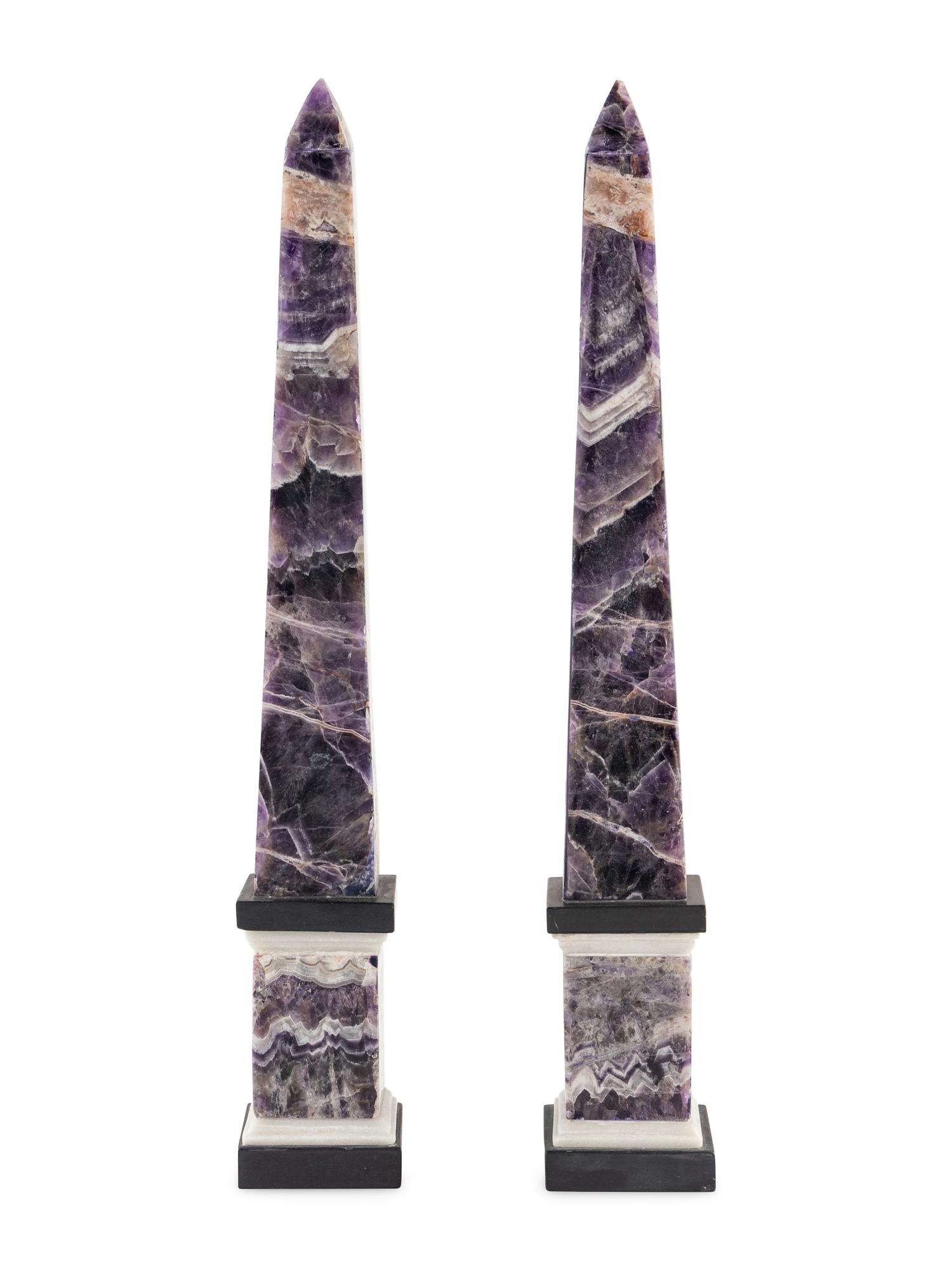 A Pair of Hardstone Obelisks