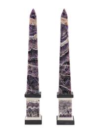 A Pair of Hardstone Obelisks