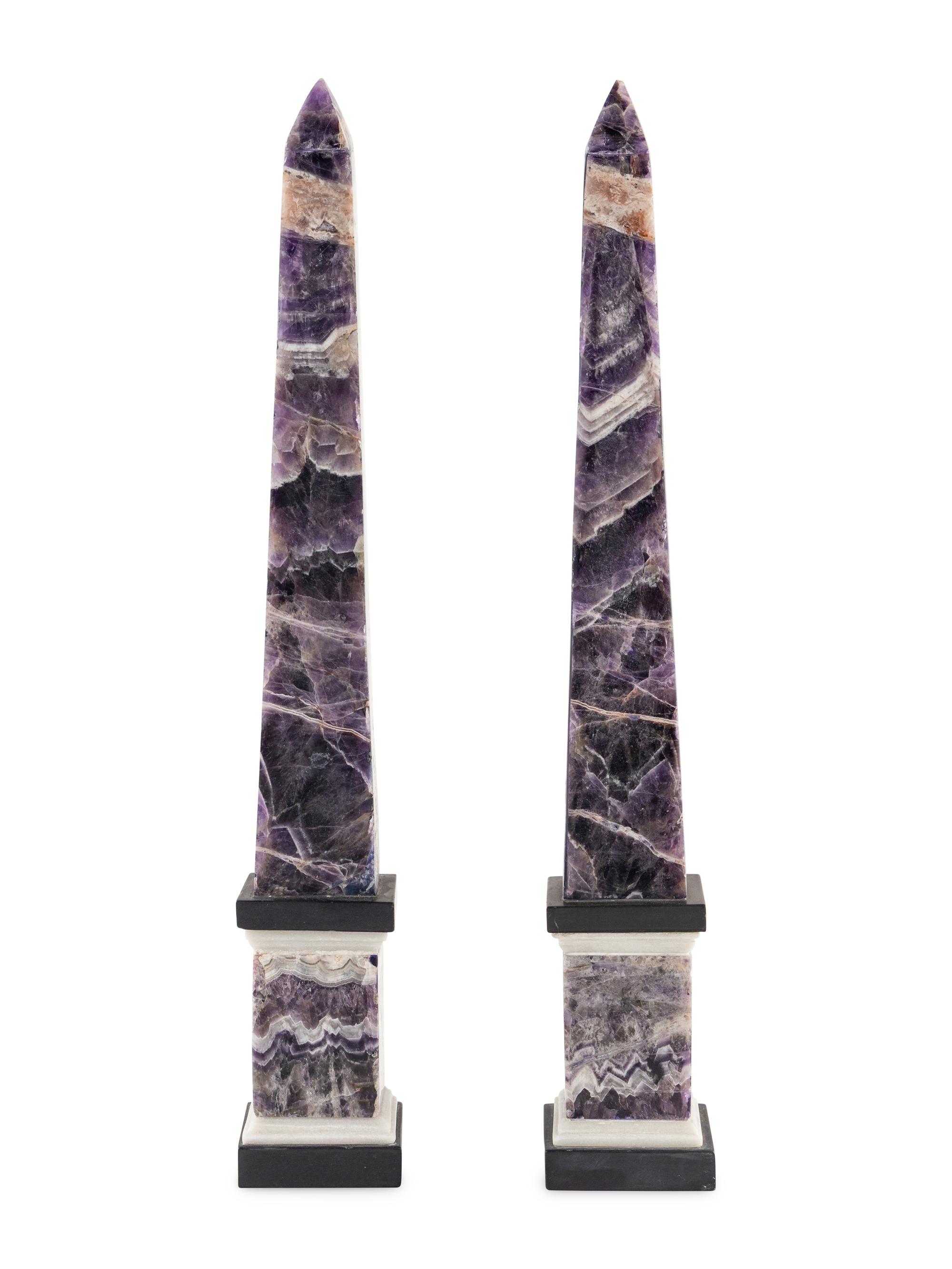 A Pair of Hardstone Obelisks