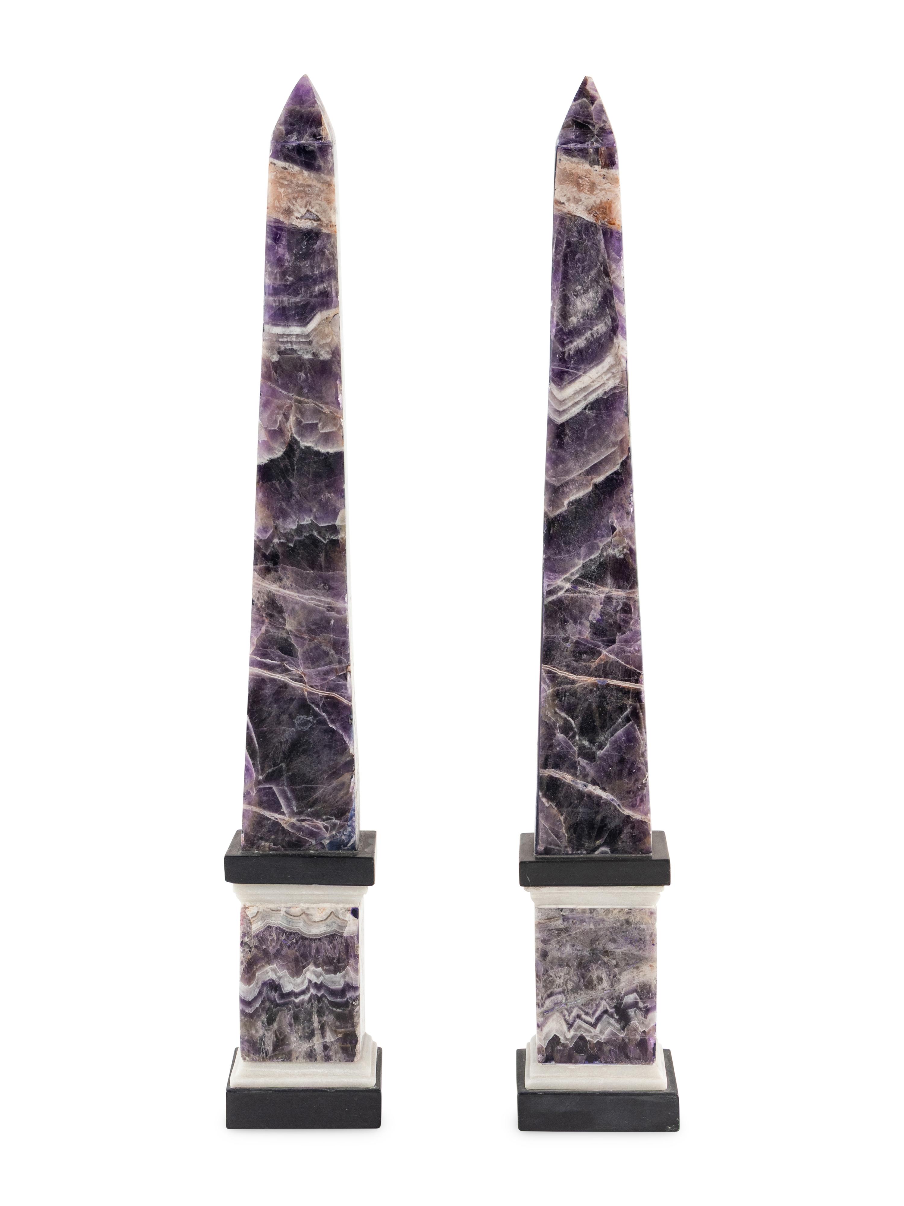 A Pair of Hardstone Obelisks