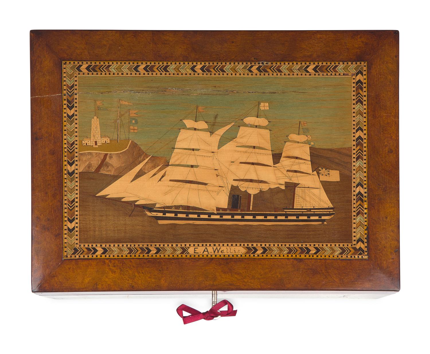 A Trinity House Inlaid Sewing or Work Box, England, Circa 1880