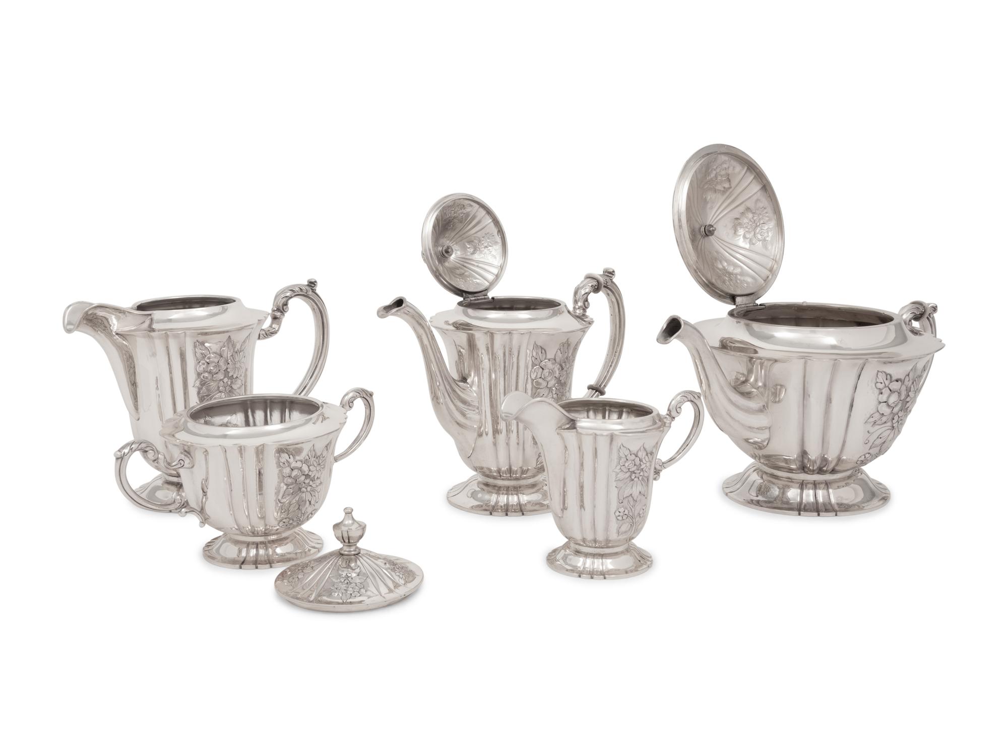 A Hungarian Five-Piece Silver Tea and Coffee Service