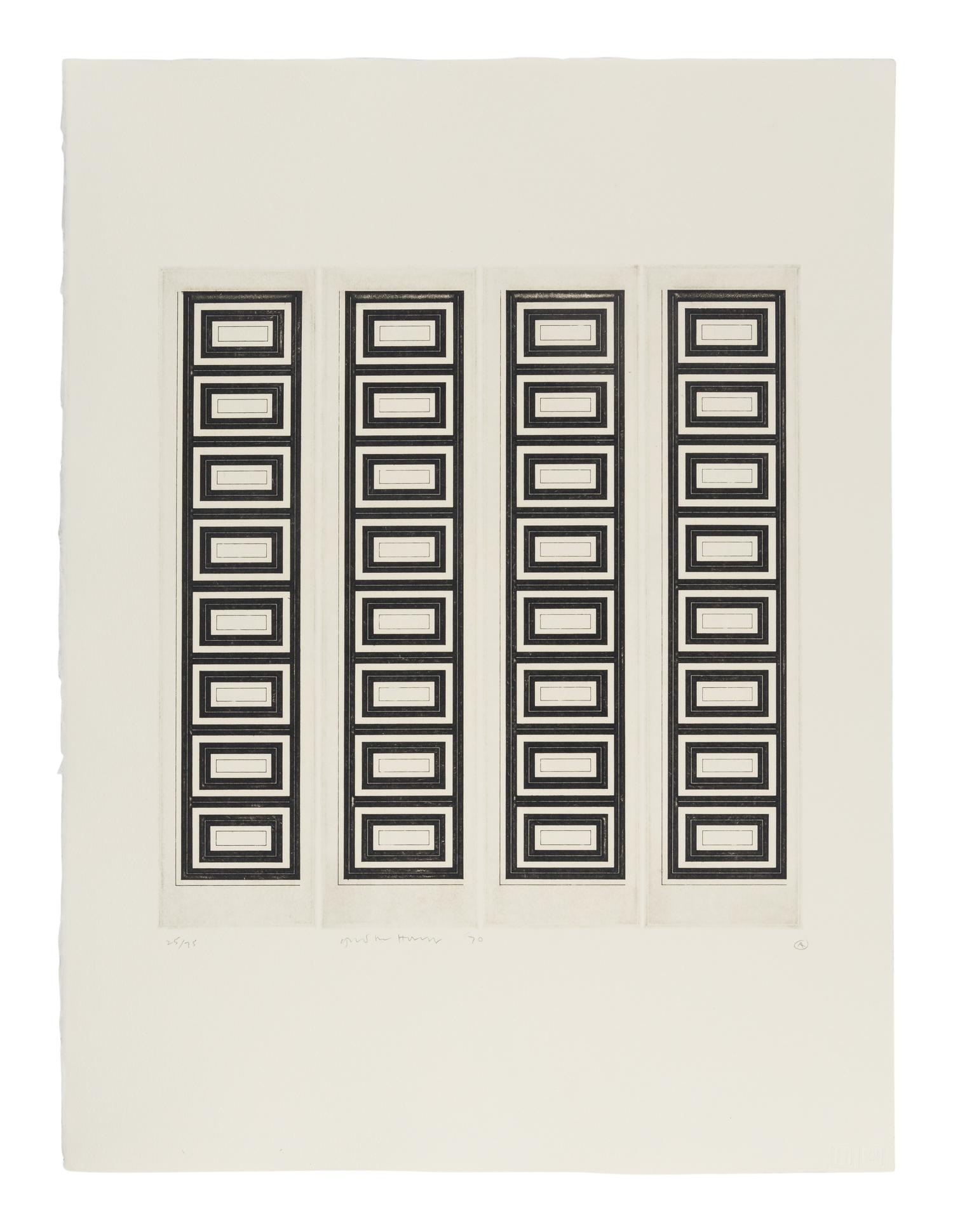 A Group of Six Prints ( Ladder Box: A; Multi Case B; Certical Screen: C; Drop Mitres: D; Quoined Chase: E; Mitred Matrix: F ), 1970