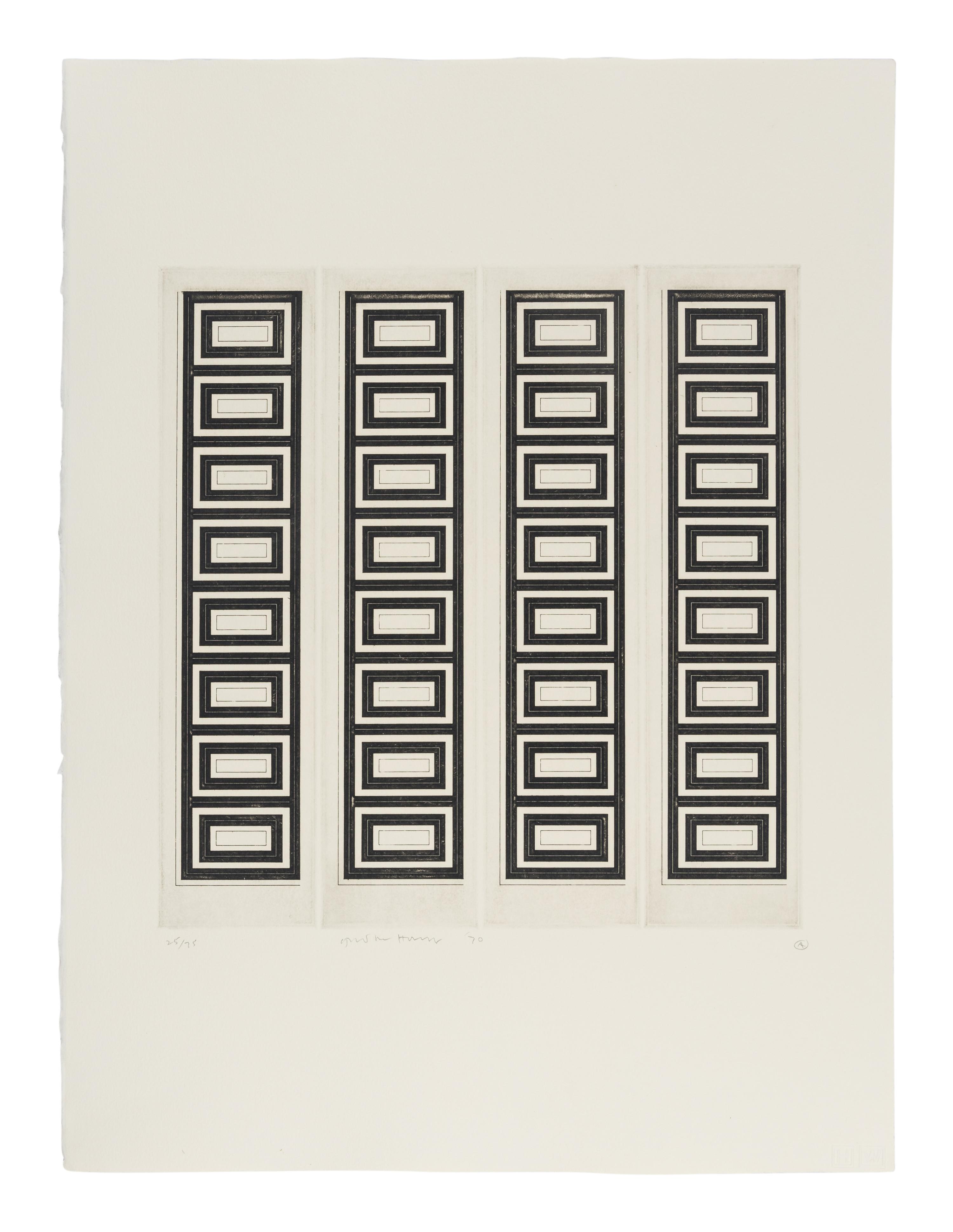 A Group of Six Prints ( Ladder Box: A; Multi Case B; Certical Screen: C; Drop Mitres: D; Quoined Chase: E; Mitred Matrix: F ), 1970