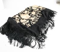 An Embroidered Silk Shawl 50 1/2 x 47 1/2 inches. — 20TH CENTURY