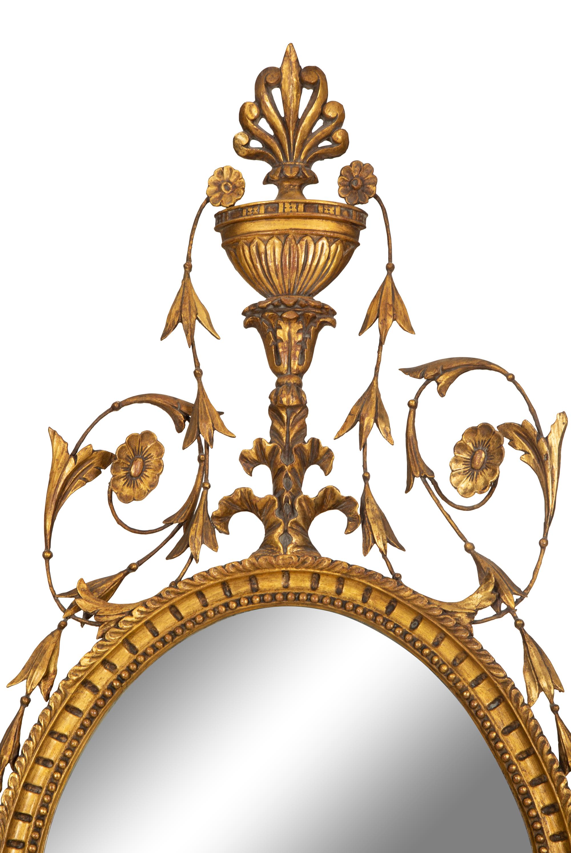 A Pair of George III Style Carved Giltwood Mirrors — Late 19th Century