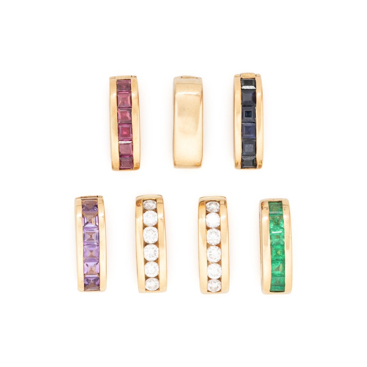 YELLOW GOLD AND MULTI GEMSTONE OMEGA SLIDER NECKLACE