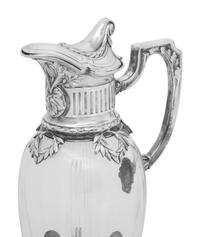 A Pair of Christofle Silver-Plate Mounted Cut Glass Claret Jugs