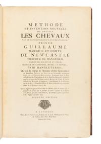 [EQUESTRIAN]. NEWCASTLE, William Cavendish (1592-1676), SAUNIER, Gaspard de (1663-1748), DIEPENBEKE, Abraham van (1596-1675), illustrator. Méthode et Invention Nouvelle de Dresser les Chevaux . London: Chez Jean Brindley, Libraire de S. A. R. Monseigneur le Prince de Galles, dans New Bond-street, 1737.
