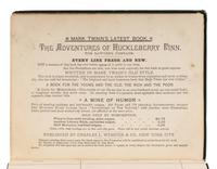 CLEMENS, Samuel Langhorne (“Mark Twain”) (1835-1910). The Adventures of Huckleberry Finn. New York: Charles Webster, 1885.