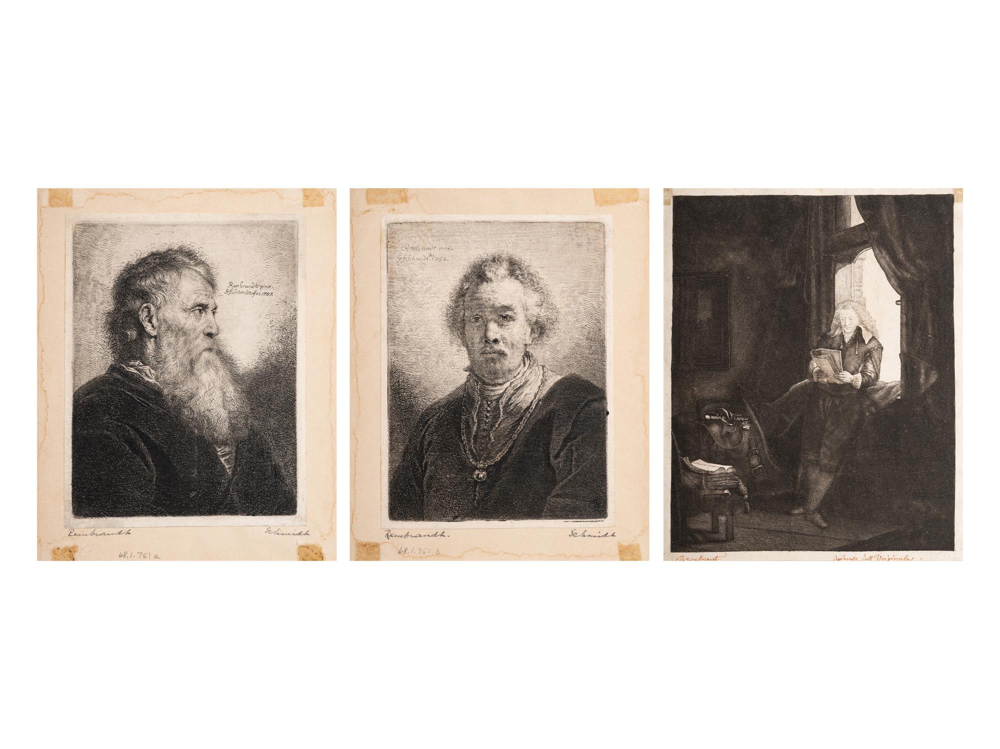 A group of three prints after Rembrandt