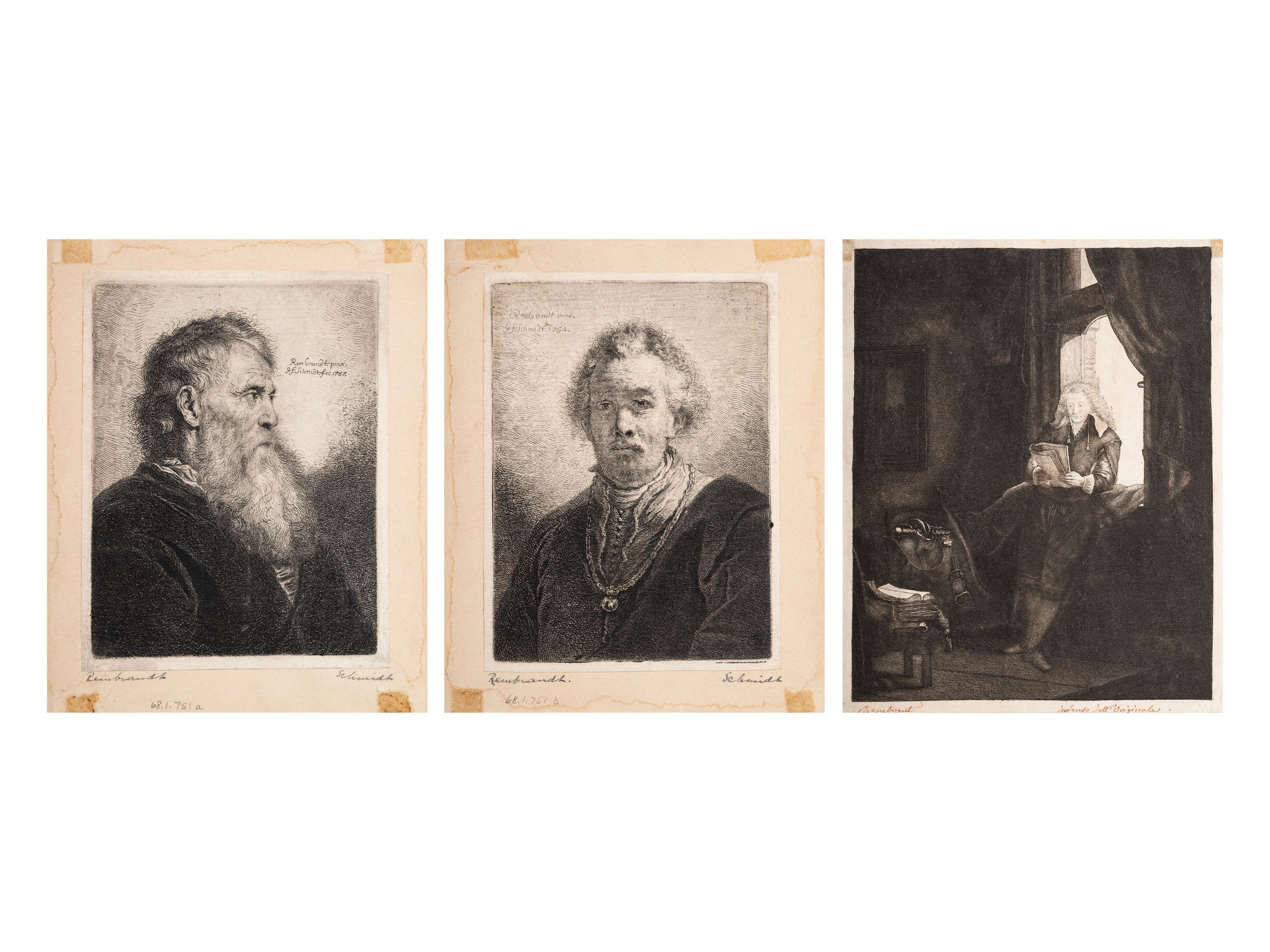 A group of three prints after Rembrandt