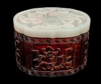 A White Jade and Rosewood Covered Box