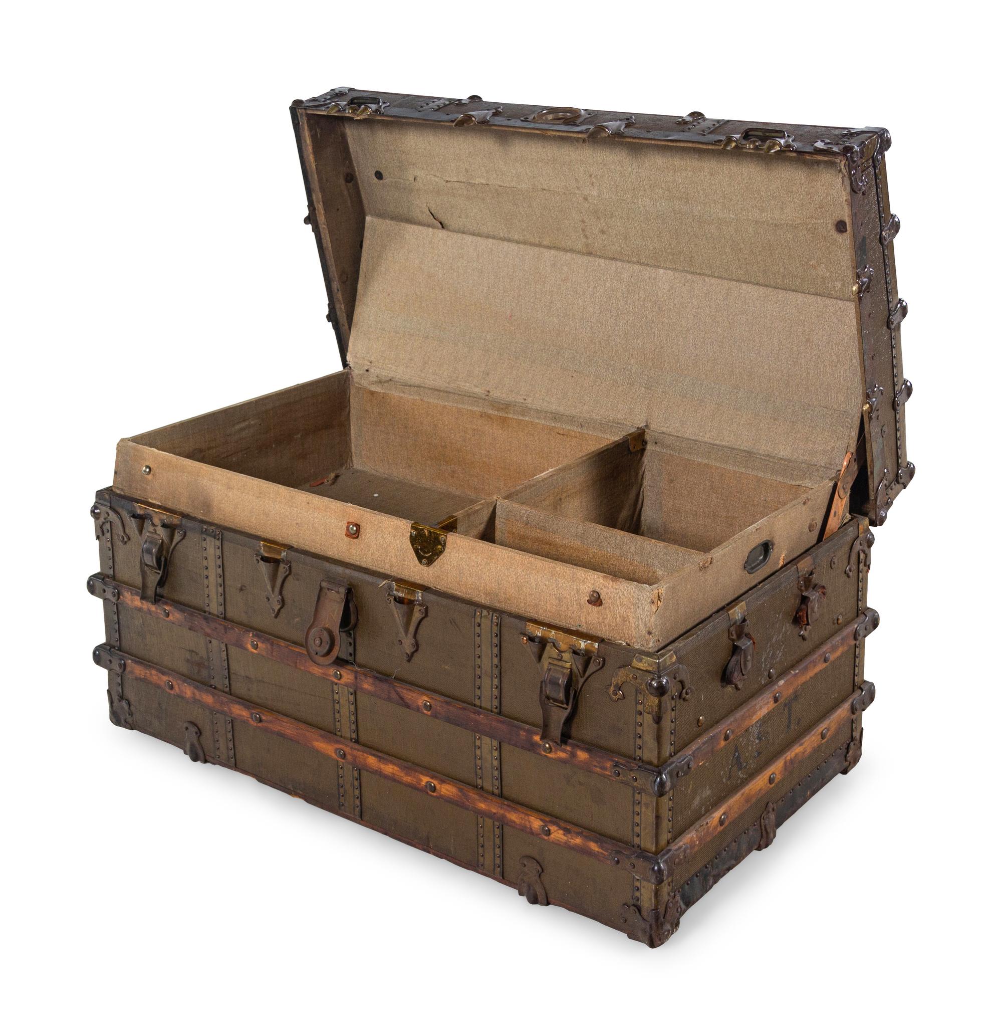 A Nailhead and Wood Mounted Steamer Trunk
