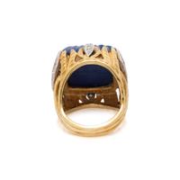 CARVED LAPIS LAZULI AND DIAMOND RING