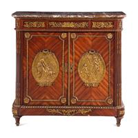 A Louis XVI Style Gilt Bronze Mounted Kingwood Marble-Top Cabinet by Befort Jeune (Mathieu Befort, 1813-1880)