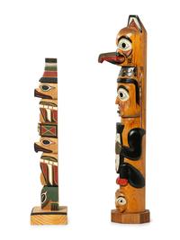Alaskan Native Carved Model Totem Poles
